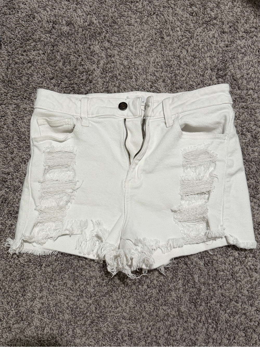 White Distressed Women's Denim Shorts Windsor